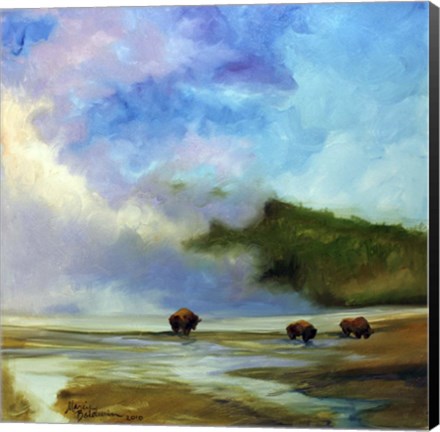 Framed Yellowstone Buffalo Landscape Print