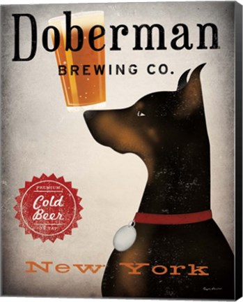 Framed Doberman Brewing Company NY Print