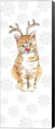 Framed Christmas Kitties III Snowflakes Print