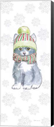 Framed Christmas Kitties II Snowflakes Print