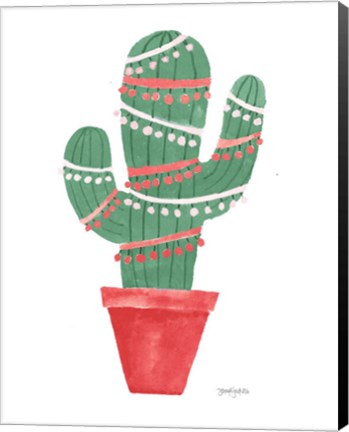 Framed Very Cactus Christmas II Dark Green Print