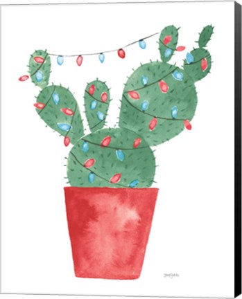 Framed Very Cactus Christmas III Dark Green Print