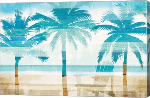 Framed Beachscape Palms with chair Print