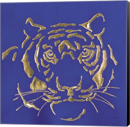 Framed Gilded Tiger Indigo Print