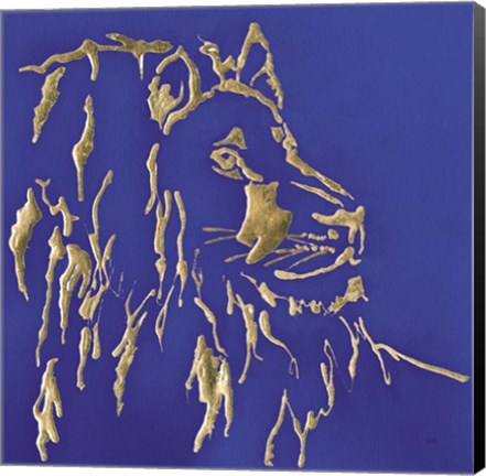 Framed Gilded Lion Indigo Print