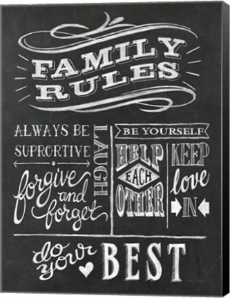 Framed Family Rules I v2 Print