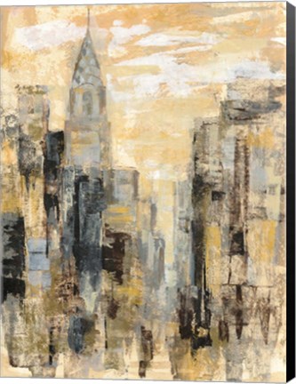 Framed Manhattan Gray and Gold I Print