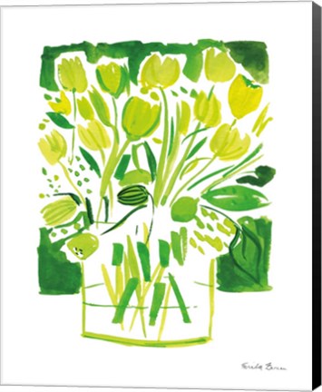 Framed Lemon Green Tulips I Print