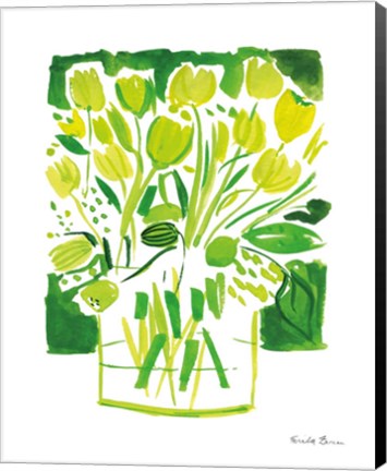 Framed Lemon Green Tulips I Print
