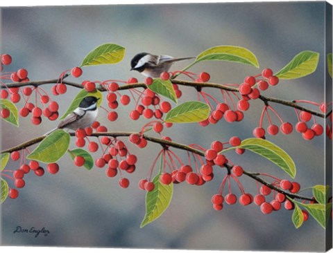 Framed Chickadees Print