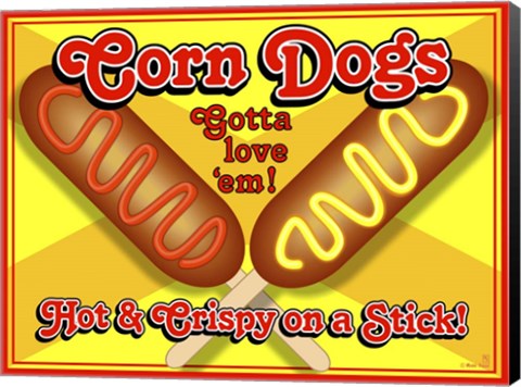 Framed Corn Dogs Sign Print
