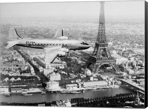 Framed Airplane Over Paris Print