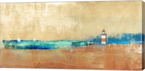 Framed Coast Line and Lighthouse Print