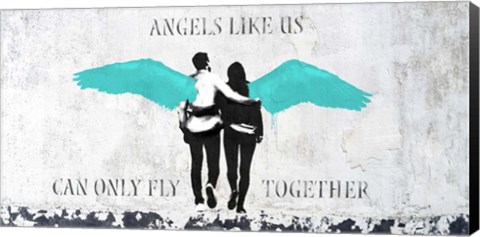 Framed Angels Like Us (Aqua) Print