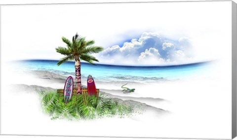 Framed Tropical Fade Palm Boards Print