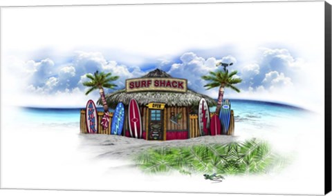 Framed Tropical Fade Surf Shack Print