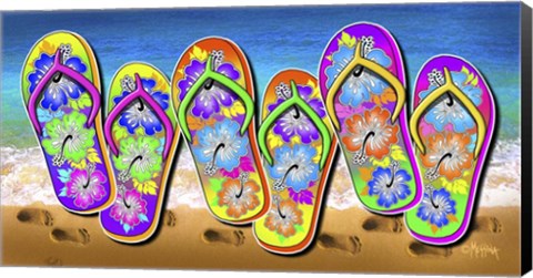 Framed Tropical Flip Flops Print