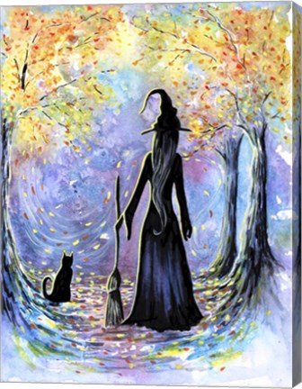 Framed Witch and Black Cat Print