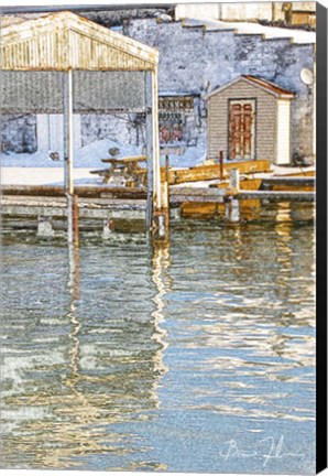 Framed Docks In The Winter Print