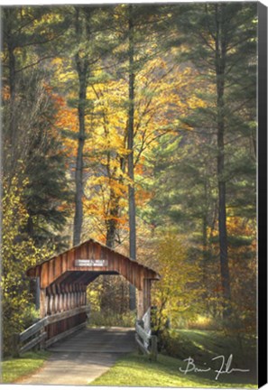 Framed Red House Covered Bridge Print