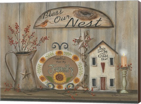 Framed Bless Our Nest Country Shelf Print