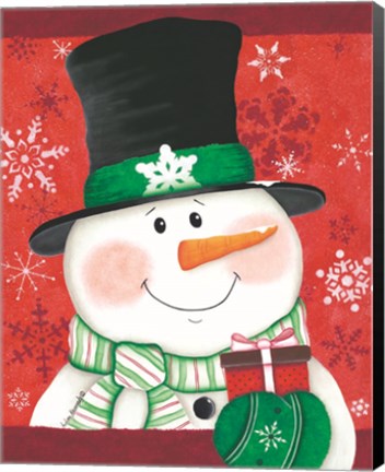 Framed Snowman with Gift Print