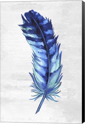 Framed Indigo Feather I Print