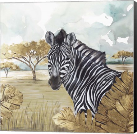 Framed Golden Zebras Print