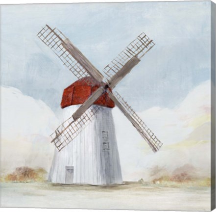 Framed Red Windmill I Print