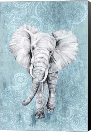 Framed Blue Paisley Elephant Print