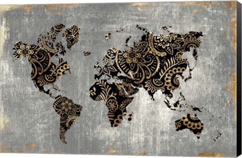 Framed Gold World Map Print