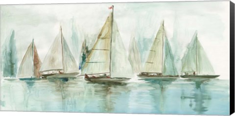 Framed Blue Sailboats I Print