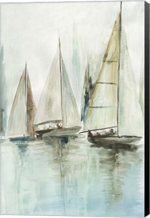 Framed Blue Sailboats III Print