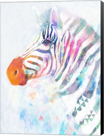 Framed Fluorescent Zebra I Print