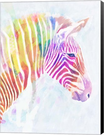 Framed Fluorescent Zebra II Print