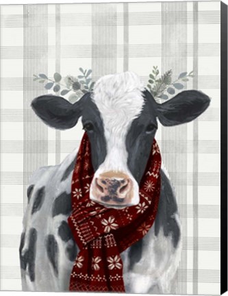 Framed Yuletide Cow I Print