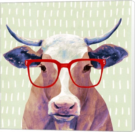 Framed Bespectacled Bovine I Print