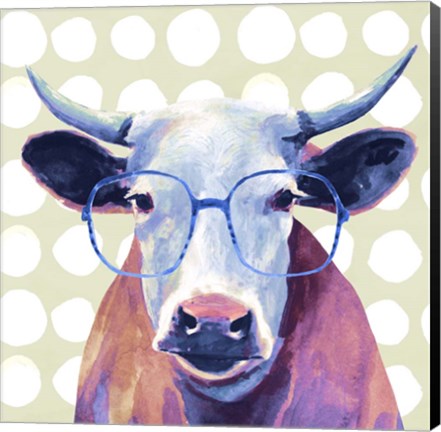 Framed Bespectacled Bovine II Print