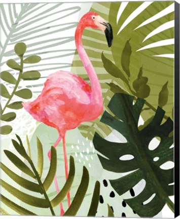 Framed Flamingo Forest II Print