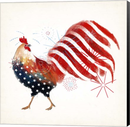 Framed Rooster Fireworks I Print