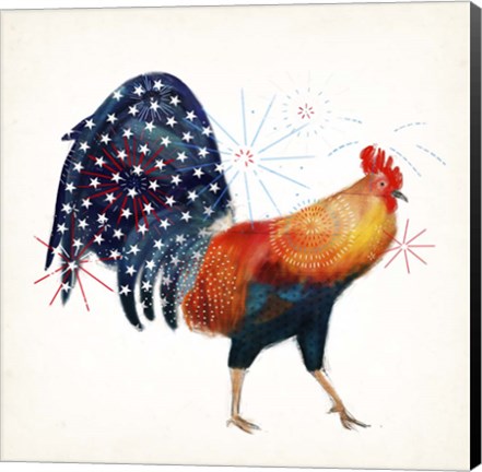 Framed Rooster Fireworks II Print