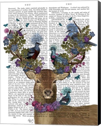 Framed Deer Birdkeeper, Blue Pigeons Print