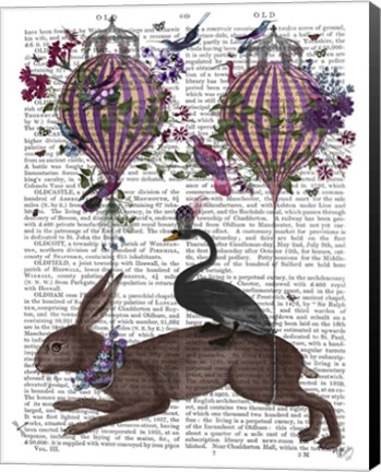 Framed Hare Birdkeeper, Hot Air Balloon Print