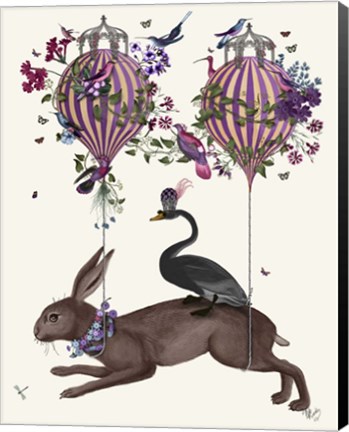 Framed Hare Birdkeeper, Hot Air Balloon Print