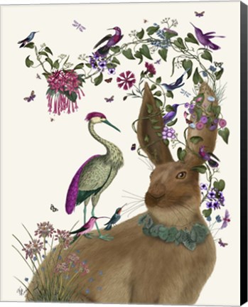 Framed Hare Birdkeeper and Heron Print