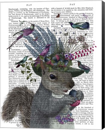 Framed Squirrel Birdkeeper and Blue Acorns Print