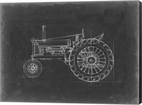 Framed Tractor Blueprint IV Print