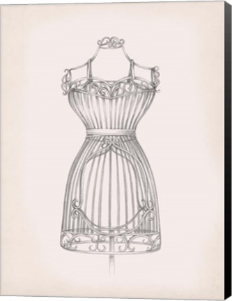 Framed Antique Dress Form II Print