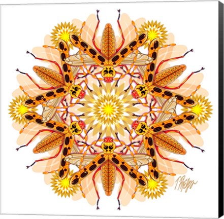 Framed Tan Longhorn Beetle Mandala Print