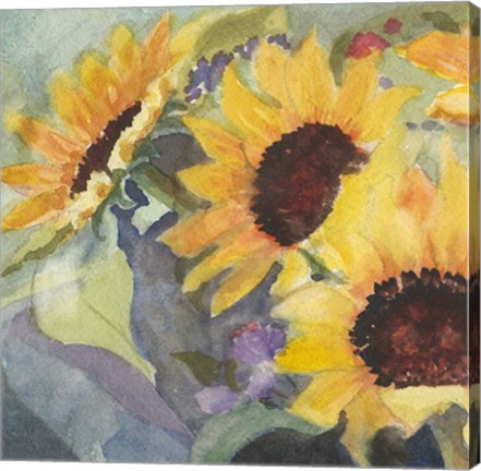 Framed Sunflowers in Watercolor I Print